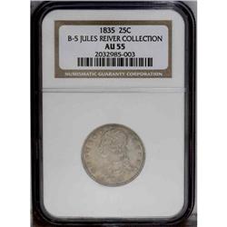 1835 25C B-5, R.3. AU55 NGC. Die State IV. Stars 8 and 1835[25C] B-5, R.3. AU55 NGC. Die State IV.