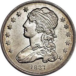 1837 25C B-2, R.1. AU53 NGC. Die State II. Digit 7 is 1837[25C] B-2, R.1. AU53 NGC. Die State II.