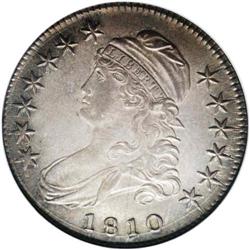 1810 50C AU53 NGC. O-103, R.2. Die cracks encircle mos 1810[50C] AU53 NGC.