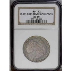 1814 50C AU58 NGC. O-103, R.1. Gently toned in rose-gr 1814[50C] AU58 NGC.