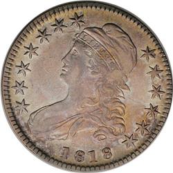 1818 50C --Obverse Scratched--NCS. AU Details. O-113, R 1818[50C]--Obverse Scratched--NCS. AU Detail