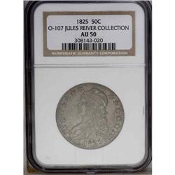 1825 50C AU50 NGC. O-107, R.2. MER in AMERICA is joine 1825[50C] AU50 NGC.