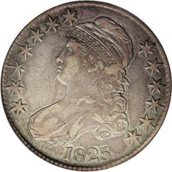 1825 50C VF20--Obverse Scratched--NCS. VF Details. O-1 1825[50C] VF20--Obverse Scratched--NCS. VF De