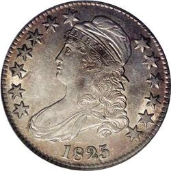 1825 50C AU50--Reverse Planchet Flaw--NCS. AU Details. 1825[50C] AU50--Reverse Planchet Flaw--NCS. A
