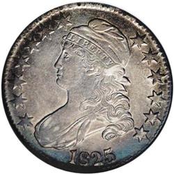 1825 50C AU55 NGC. O-112, R.3. The 2 in the date is pr 1825[50C] AU55 NGC.
