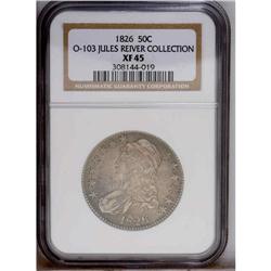1826 50C XF45 NGC. O-103. R.5. Mottled blue, gold, and 1826[50C] XF45 NGC.