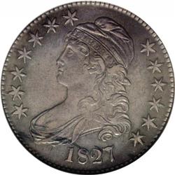 1827 50C Square Base 2 AU53 NGC. O-133, R.4. On this f 1827[50C] Square Base 2 AU53 NGC.