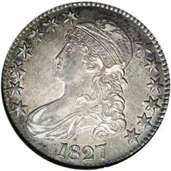 1827 50C Square Base 2 AU53 NGC. O-135, R.3. Dark in c 1827[50C] Square Base 2 AU53 NGC.