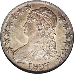 1827 50C Square Base 2 AU58 NGC. O-135, R.3. A later d 1827[50C] Square Base 2 AU58 NGC.