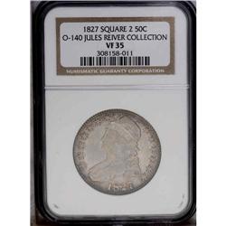 1827 50C Square Base 2 VF35 NGC. O-140, High R.4. The 1827[50C] Square Base 2 VF35 NGC.