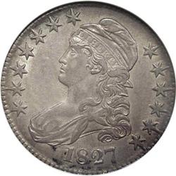 1827 50C Square Base 2 AU53 NGC. O-143, R.3. There is 1827[50C] Square Base 2 AU53 NGC.
