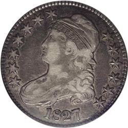 1827 50C Square Base 2 VF30 NGC. O-145, R.5. This rare 1827[50C] Square Base 2 VF30 NGC.