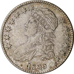 1829 50C XF45 NGC. O-112, R.1. Parallel die lines belo 1829[50C] Small Letters XF45 NGC.