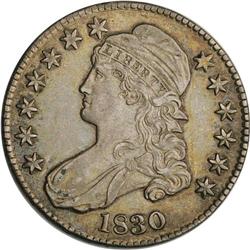 1830 50C Small 0 AU55 NGC. O-106, R.2. The A in STATES 1830[50C] Small 0 AU55 NGC.