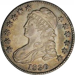 1830 50C Small 0 AU58 NGC. O-107, R.2. The 1 in the da 1830[50C] Small 0 AU58 NGC.