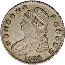 1830 50C Small 0 AU55 NGC. O-113. R.2. Golden-gray sur 1830[50C] Small 0 AU55 NGC.