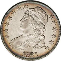 1831 50C AU58 NGC. O-103, R.1. There is a fine die cra 1831[50C] AU58 NGC.