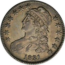 1831 50C AU55 NGC. O-104, R.1. This variety shows recu 1831[50C] AU55 NGC.