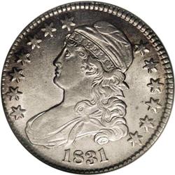 1831 50C AU58 NGC. O-109, R.1. This frosty, lustrous c 1831[50C] AU58 NGC.
