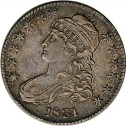 1831 50C AU55 NGC. O-118, R.4. This variety has diagno 1831[50C] AU55 NGC.