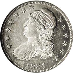 1834 50C Large Date, Small Letters AU58 NGC. O-105, R. 1834[50C] Large Date, Small Letters AU58 NGC.