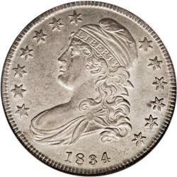 1834 50C Small Date, Small Letters AU58 NGC. O-110, R. 1834[50C] Small Date, Small Letters AU58 NGC.