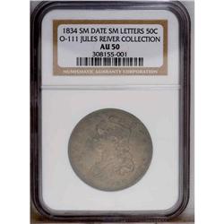 1834 50C Small Date, Small Letters AU50 NGC. O-111, R. 1834[50C] Small Date, Small Letters AU50 NGC.