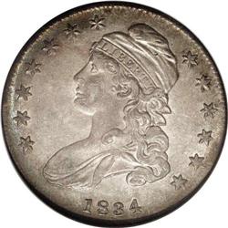 1834 50C Small Date, Small Letters AU58 NGC. O-112, R. 1834[50C] Small Date, Small Letters AU58 NGC.