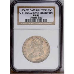 1834 50C Small Date, Small Letters AU55 NGC. O-114, R. 1834[50C] Small Date, Small Letters AU55 NGC.