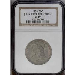 1838 50C VF30 NGC. JR-10, R.5. A crack goes from the t 1838[50C] VF30 NGC.