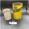 Image 2 : 2 Vintage Tins. 1 Spot Oil True Oil Additive and Velco Heavy Duty Motor Oil Tin