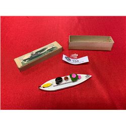 A Vintage Wooden Painted Boat in Original Box