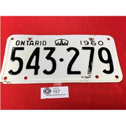 Vintage 1960 Ontario License Plate In Good Shape