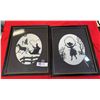 Image 1 : 2 Vintage Black and White Needlepoints Nicely Framed