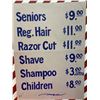 Image 2 : Barber's Price Board for Haircuts 18" w x 24" H