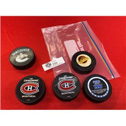 Lot of 5 NHL Hockey Pucks