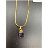 Image 2 : Nice Quality Gold Plated Necklace with a  Nice Purple Stone Pendant