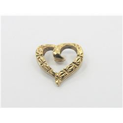 10K Two Tone Reversible Gold Heart Pendant