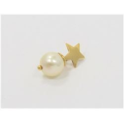 18K Yellow Gold Star and Pearl Pendant