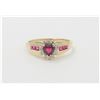 Image 1 : 10K Yellow Gold Ruby and Diamond Heart Ring