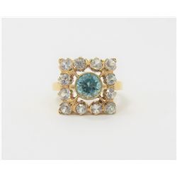 10K Yellow Gold Blue Gem Ring