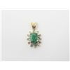 Image 1 : 10K Yellow Gold Diamond Emerald Pendant