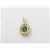 Image 2 : 10K Yellow Gold Diamond Emerald Pendant
