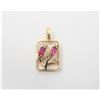 Image 1 : 14K Yellow Gold Ruby and Diamond Floral Pendant