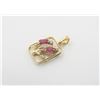 Image 2 : 14K Yellow Gold Ruby and Diamond Floral Pendant