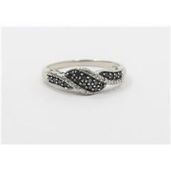 14K White Gold Black and White Diamond Ring