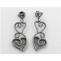 Sterling Silver Rhodium Plated Heart Earrings