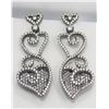 Image 2 : Sterling Silver Rhodium Plated Heart Earrings