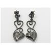 Image 3 : Sterling Silver Rhodium Plated Heart Earrings