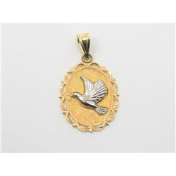 14K Two Tone Yellow and White Gold Dove Pendant